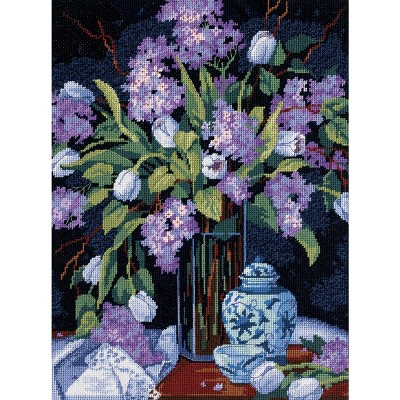 Dimensions Needlepoint Kit 12"X16"-Tulips & Lilacs Stitched In Floss