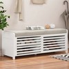 Whisen Shoe Bench with Storage and Cushion, Distressed Shutter Storage Bench - 2 of 4
