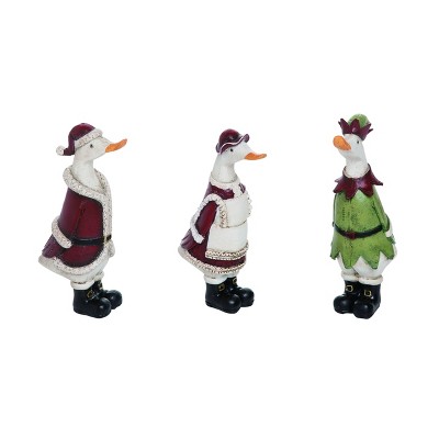 Transpac Resin 7 in. Multicolor Christmas Duck Figurine Set of 3
