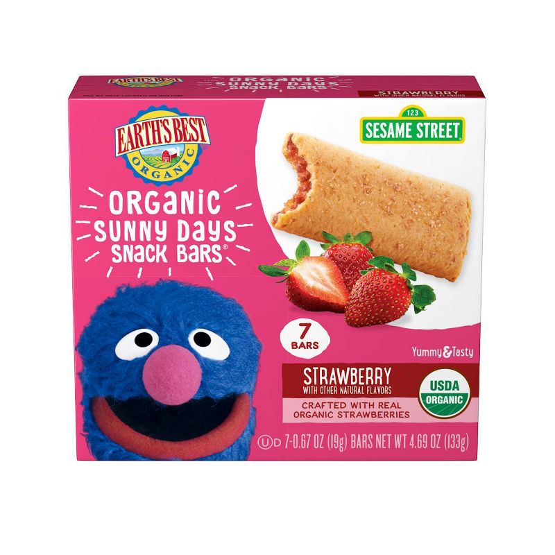 Earth&#39;s Best Sesame Street Organic Sunny Days Strawberry Snack Bars - 7ct/0.67oz Each, 1 of 7