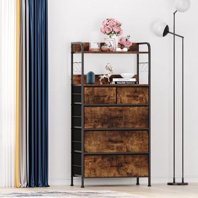 Whizmax Dresser for Bedroom with 5 Drawers, Dressers & Chests of Drawers for Hallway, Entryway, Storage Organizer Unit with Fabric