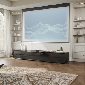 POVISON 102.36" Modern Black TV Stand for Projector, Minimalist Projection TV Cabinet, Wood Entertainment Center with Storage Center - 1 of 4