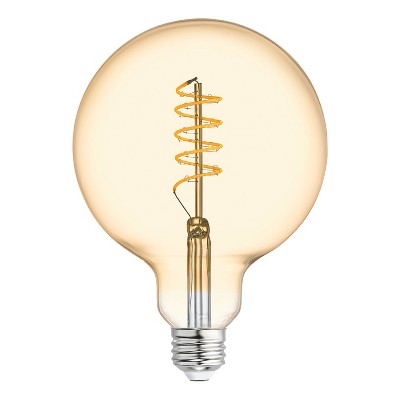 GE 5W 60W Equivalent LED Globe Light Bulb Amber Glass Warm Candle Light: Dimmable, 2000K, E26 Base, 13.7-Year Life