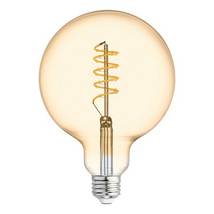 GE 5W 60W Equivalent LED Globe Light Bulb Amber Glass Warm Candle Light: Dimmable, 2000K, E26 Base, 13.7-Year Life - 1 of 3