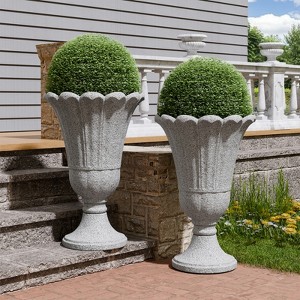 FONTOI 2 Pack Planters with Scalloped Rim, Outdoor Indoor Planters, Flower Plant Pots for Garden, Patio, Porch, Backyard, Gray, 15.75"*23.62"*15.75" - 1 of 4