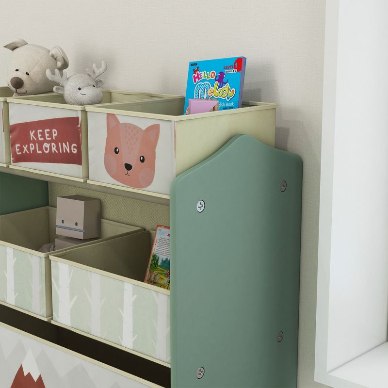 Qaba Toy Organizer with 6 Storage Bins, Kids Storage Unit for Bedroom, Kids Room, 25" x 12" x 26", Green, 5 of 7