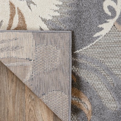 Ravenna Modern Floral Flat Woven 7'10"x10' Gray Synthetic Area Rug