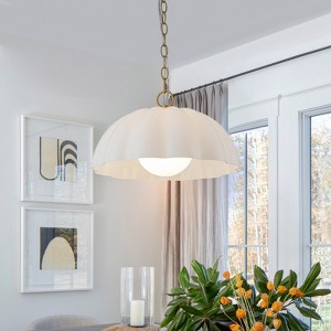LLHZSY Modern Milk Glass Pendant Ceiling Light Fixtures for Island Light Dining Room-W16" - 1 of 4