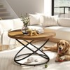 Bekrvio Mid Century Modern Round Coffee Table, 31.5" Wood Top with Metal Legs | Retro Home Furniture for Living Room, Bedroom, Office, Reception - 2 of 4
