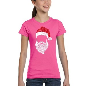 LA Pop Art Feliz Navidad Santa Claus - Girl's Word Art T-Shirt - 1 of 4