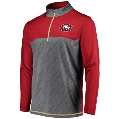 NFL San Francisco 49ers Men's Striped Geo Fuse/ Gray 1/2 Zip S