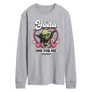Men's - Star Wars - Valentine Yoda One For Me Long Sleeve Graphic T-Shirt - 1 of 4