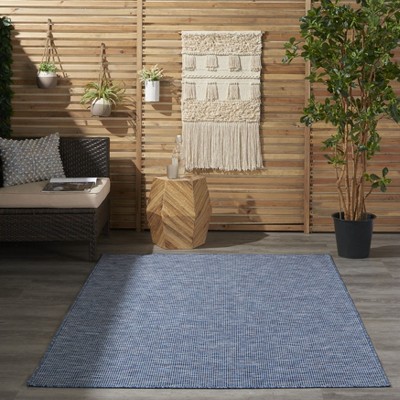 Navy Blue Flat Woven Rectangular Synthetic Rug, 4' x 6'