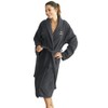 Linum Home Textiles 100% Turkish Cotton Unisex Personalized Herringbone Dark Grey Bathrobe in White Chancery Font - 2 of 2