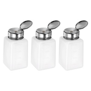 Unique Bargains Plastic Makeup Remover Nail Polish Push Down Alcohol Dispenser Bottles 3 Pcs 6.7oz White - 1 of 4