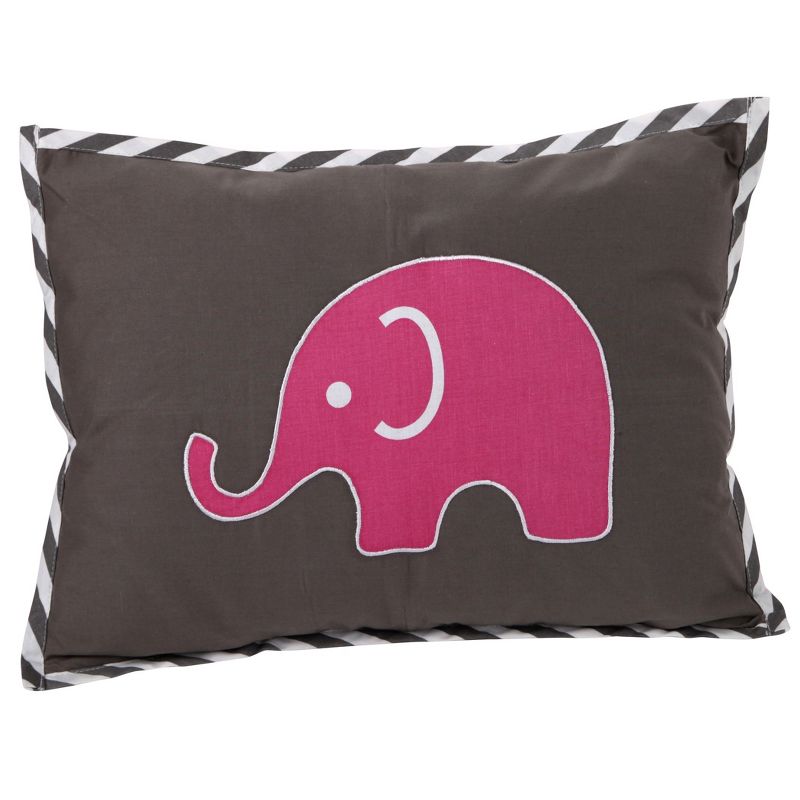 Bacati - Elephants Pink/Grey Throw Pillow, 1 of 6