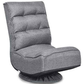 Costway Gaming Chair Fabric 6-Position Folding Lazy Sofa 360 Degree Swivel Grey
