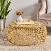 27.5" Aluminium Modern Glam Coffee Table with Gold Accents and Unique Mesh Design for Living Room Decor - 3 of 4