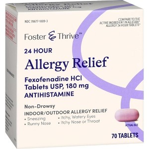 Foster & Thrive Allergy Relief Fexofenadine Hydrochloride, 24 Count - 1 of 3