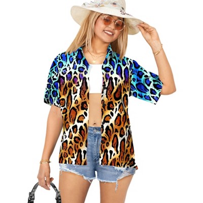 HAPPY BAY Women's Button Down Blouses Casual Beach Party Summer Button Up Short Sleeve Vacation Hawaiian Shirts Blouses for Women