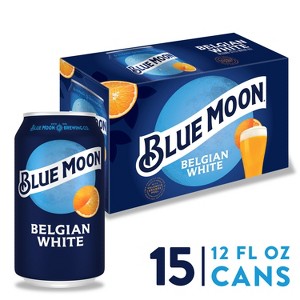 Blue Moon Belgian White Wheat Ale Beer - 15pk/12 fl oz Cans - 1 of 4