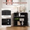 31 in. Tall Wood Grain Corner Storage Cabinet in Natural Wood Color, Storage Organizer with Adjustable Shelves for Bedroom Living/Dinning Room - 3 of 4