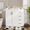 Vynxaria 36'' Bathroom Vanity with Ceramic Sink, Solid Wood Frame, Freestanding Cabinet with 3 Drawers & Soft Closing Doors - 2 of 4