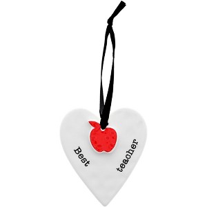 Pavilion Gift Company - Best Teacher - 3" Ceramic Keepsake Heart Plaque - Wall Sign Panels - 1 of 4