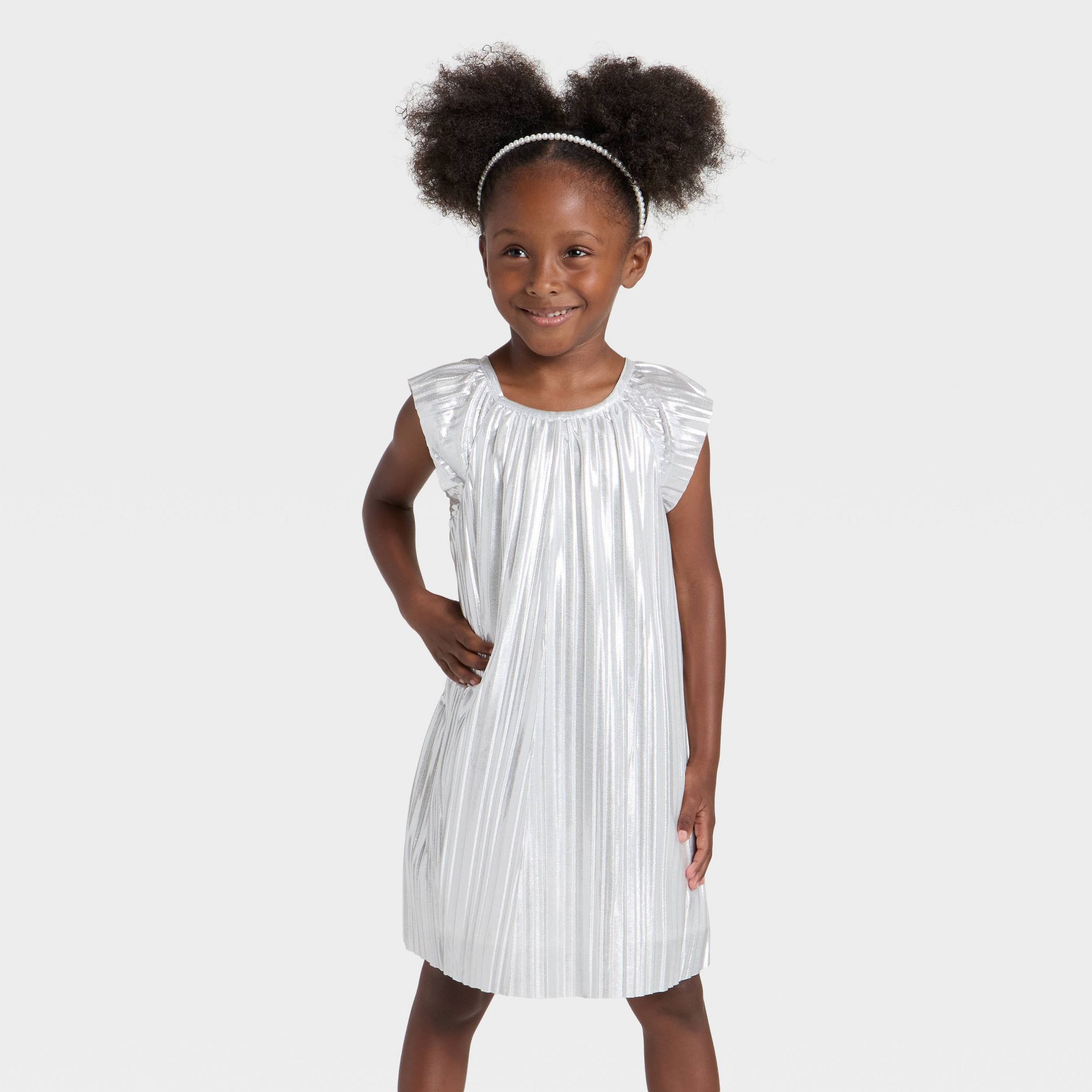 OshKosh B'gosh Toddler Girls' Foil Dress - Silver 2T