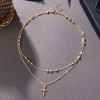 HTUTWOO Layered Cross Pendant Necklace, Gold Ball Chain Clavicle Chain, Stackable Hypoallergenic, Delicate Jewelry Gift for Women - 2 of 4