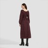 Women's Long Sleeve Midi A-Line Dress - Universal Thread™ Rosewood Brown Plaid - 2 of 3