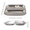 Darware Stainless Steel Divided Plates/Compartment Trays 4pk; Inches Oblong 3-Section Mini Mess Trays for Lunches, Kids, Portion Control & More - 3 of 4