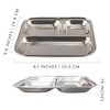 Darware Stainless Steel Divided Plates/Compartment Trays 4pk; Inches Oblong 3-Section Mini Mess Trays for Lunches, Kids, Portion Control & More - image 3 of 4