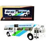 Flxible 53102 Transit Bus #32 "Miami" Metrobus w/Bus-O-Rama Boards White w/Stripes 1/87 (HO) Diecast Model by Iconic Replicas