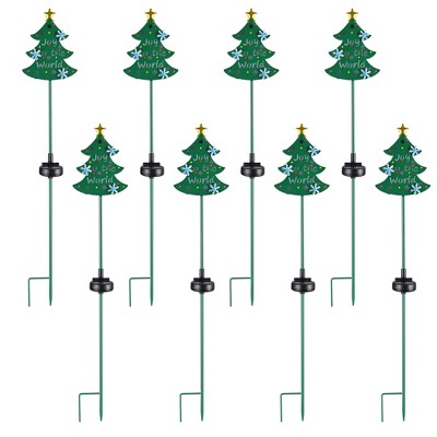 Yescom 8 Packs Christmas Tree Stake Pathway Decoration Waterproof for Outdoor Garden Patio Green