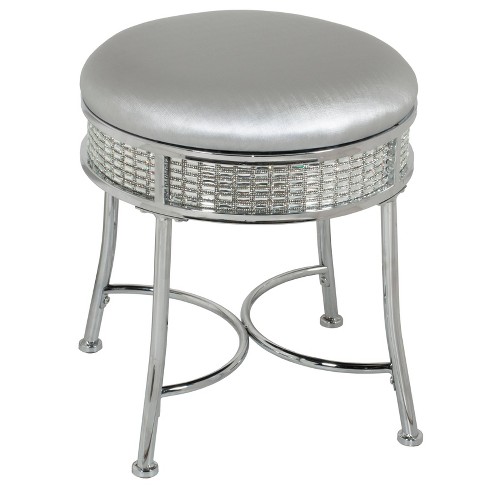 Faux Diamond Backless Metal Vanity Stool Light Silver Hillsdale Furniture Target