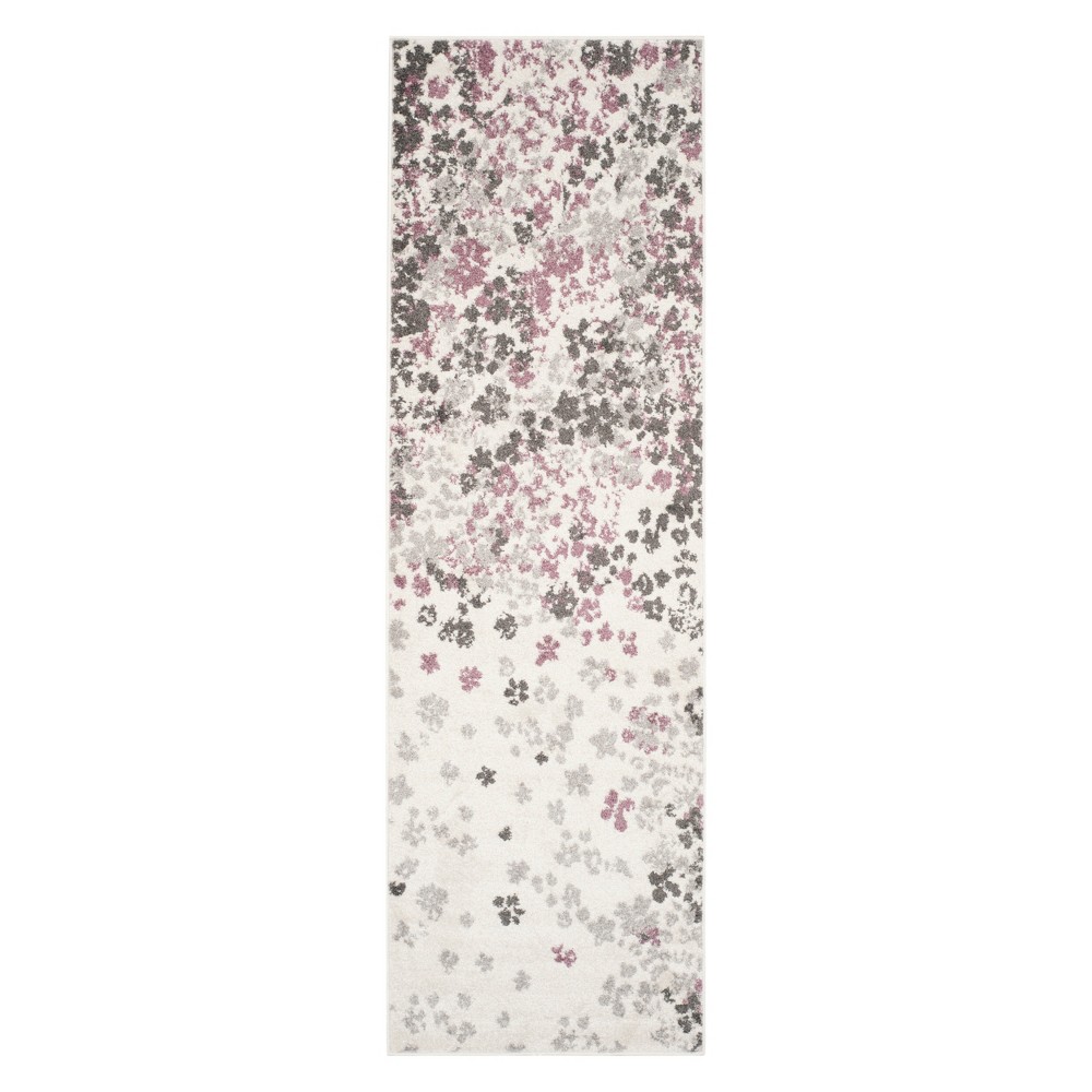  Floral Runner Ivory/Purple