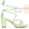 Perphy Women's Faux Suede Open Toe Lace Up Strappy Chunky Heel Sandals - 4 of 4