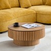 Gulches 31 Inch Round Ash Coffee Table Handcraft Drum with Storage High Quality Wood MDF for Small Space Apartment Modern Living Room - 3 of 4