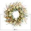 22 Inches Fall Front Door Wreath with Yellow and White Daisies Ear of Wheat Green Leaves Autumn Harvest Home Decor Wall Wreath - 3 of 4