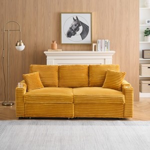 TiramisuBest 80-Inch 2-in-1 Folding Sofa with Hidden Lying Function, Cup Holder & Pillow, Space-Saving Sofa for Living, Green - 1 of 4