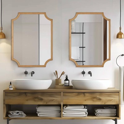 Natural Wood Scalloped Edge Wall Mirror 30" x 40"