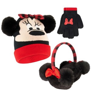 Disney Minnie Mouse Girls' Winter Hat, Earmuffs and Gloves Set, Kids Agees 4-7 - 1 of 2