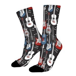 Bidetu Guitars Women Printed Crew Socks Funny Funky Socks Soft Polyester Novelty Gifts for Artists Men - 1 of 1