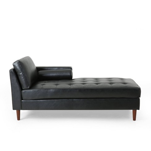 Black leather chaise deals chair