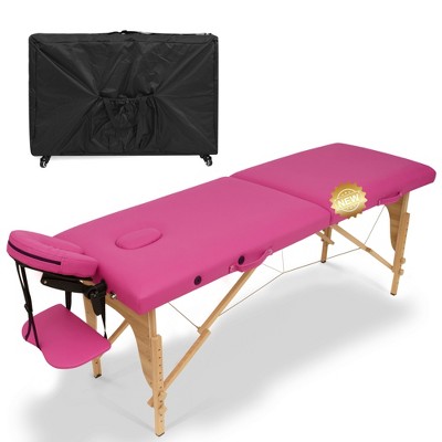 84''L Spa Bed Portable Lash Bed Massage Bed Foldable Spa Tables Adjustable 2 Fold with Rolling Travel Case