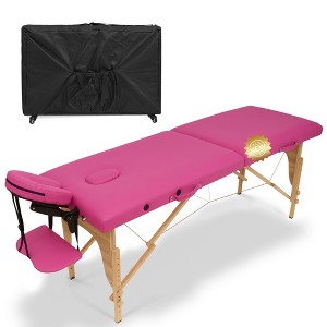 84''L Spa Bed Portable Lash Bed Massage Bed Foldable Spa Tables Adjustable 2 Fold with Rolling Travel Case - 1 of 4