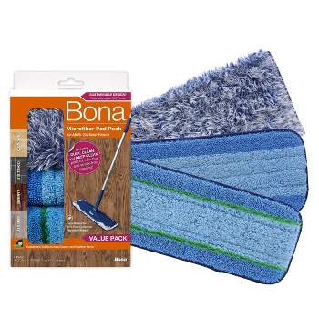 Bona Cleaning Products Reusable Mop Refill Multi Surface Microfiber Wet + Dry Floor Sweeping + Mopping Value Pack - 3ct