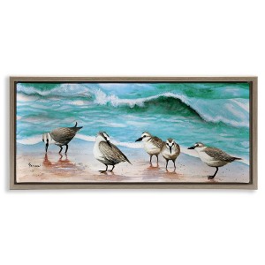 Stupell Industries Sandpipers Along Beach Shore Black Floater Framed Canvas Wall Art - 1 of 4