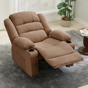 COZONY Wide Rocker Recliner Chair for Adults, Manual Oversized Lounge Chair with Armrest, Backrest, 2 Cup Holders & Side Pocket for Living Room - 1 of 4